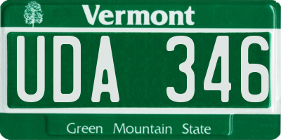VT license plate UDA346