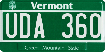 VT license plate UDA360