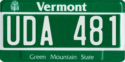 VT license plate UDA481