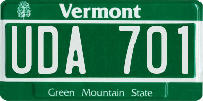 VT license plate UDA701