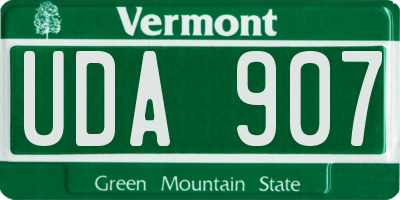 VT license plate UDA907
