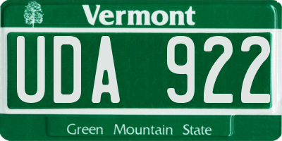 VT license plate UDA922