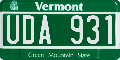 VT license plate UDA931