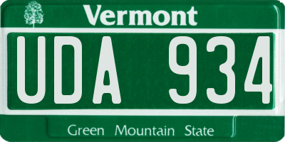 VT license plate UDA934