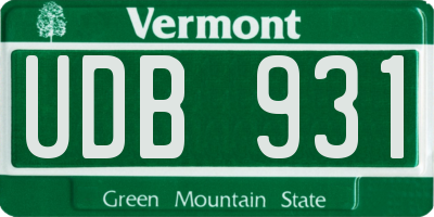 VT license plate UDB931
