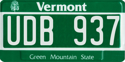 VT license plate UDB937