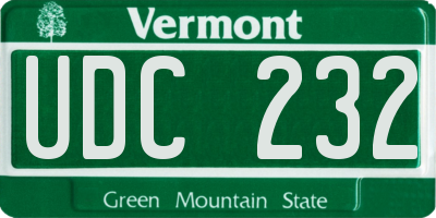 VT license plate UDC232