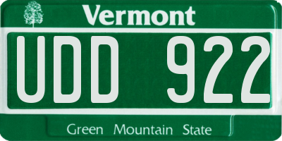 VT license plate UDD922