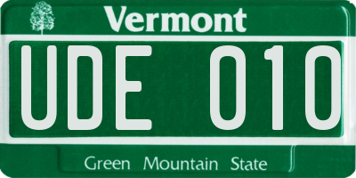 VT license plate UDE010