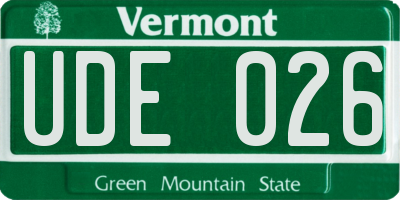 VT license plate UDE026