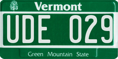 VT license plate UDE029