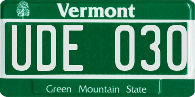 VT license plate UDE030