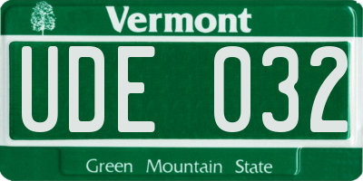 VT license plate UDE032