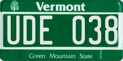 VT license plate UDE038