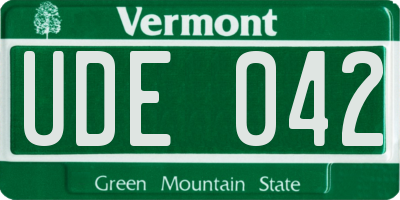 VT license plate UDE042