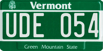VT license plate UDE054
