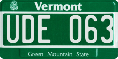 VT license plate UDE063