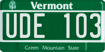 VT license plate UDE103