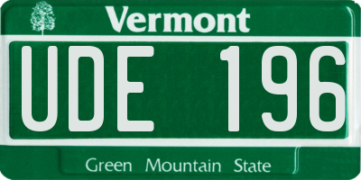 VT license plate UDE196