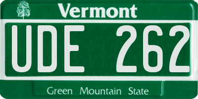 VT license plate UDE262