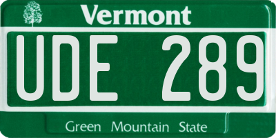 VT license plate UDE289