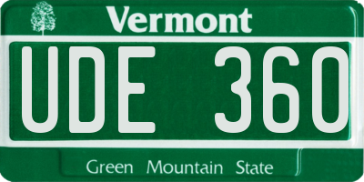 VT license plate UDE360