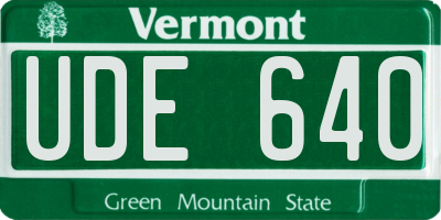 VT license plate UDE640
