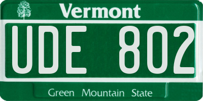 VT license plate UDE802