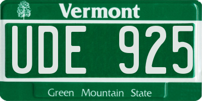 VT license plate UDE925