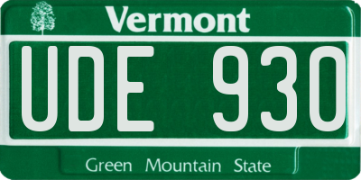 VT license plate UDE930