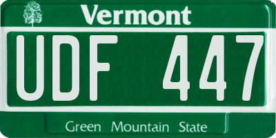 VT license plate UDF447