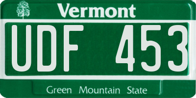 VT license plate UDF453