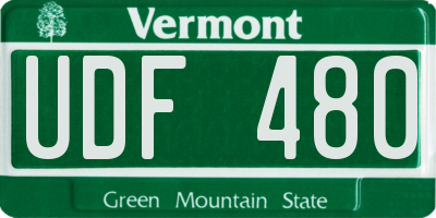 VT license plate UDF480