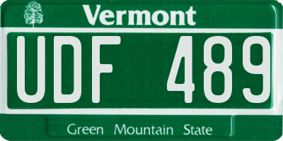 VT license plate UDF489