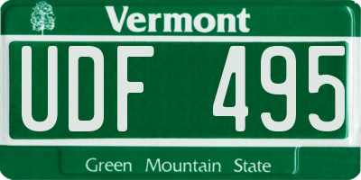 VT license plate UDF495