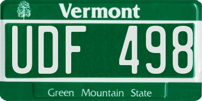 VT license plate UDF498
