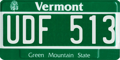 VT license plate UDF513