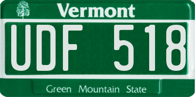 VT license plate UDF518