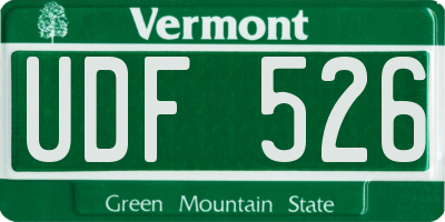 VT license plate UDF526