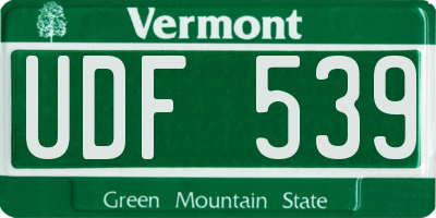 VT license plate UDF539