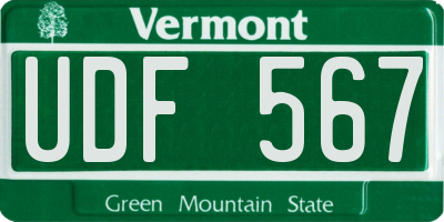 VT license plate UDF567