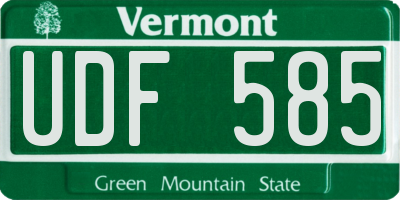 VT license plate UDF585