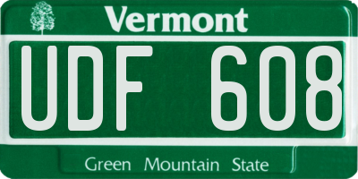 VT license plate UDF608