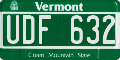 VT license plate UDF632