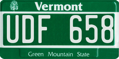 VT license plate UDF658