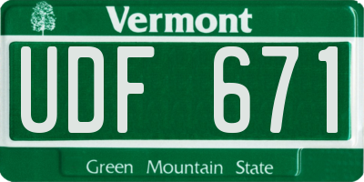 VT license plate UDF671