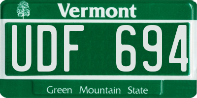 VT license plate UDF694