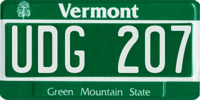 VT license plate UDG207