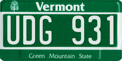 VT license plate UDG931