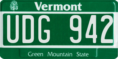 VT license plate UDG942